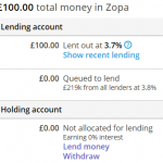Zopa dashboard money lent